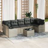 vidaXL set od 8 komada sofe za vrt s jastučićima svjetlosivi poli ratan, dvosjedna vrtna sofa s pohranom i jastučićima svjetlosivi poli ratan | shoptok.hr