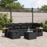 vidaXL 7-dijelni set vrtnih sofa od poliratana s jastucima crni | shoptok.hr