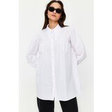 Trendyol Ecru Collar Detailed Comfy Cut Cotton Woven Shirt Cene