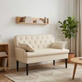 vidaXL Ljubavni kauč s gumbima Krem 111 x 68 x 80 cm Tkanina Cijene