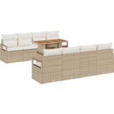 vidaXL 9-delni vrtnarski set zof z blazinami Bež poli ratan | Shoptok.si