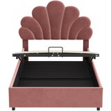 Lumor Postelja s predalom oblazinjena v žametu - 90x200 cm - Glava postelje v obliki rože - Rdeča, (22155959) | Shoptok.si
