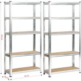 AKORD Komplet 2 Kovinskih Regalov, Srebrna, (5000332716) | Shoptok.si