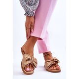 EVENTO PE1 Women's Leather Slippers With Bow Beige Becky | shoptok.hr