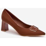 Boto Heels On A Block With Decorative Buckle Brown Seriva | ePonuda.com