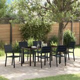  Vrtni set za objed 7 pcs Crna Čelik s prahom premazan - 6 sjedala 160 cm | shoptok.hr