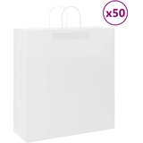 vidaXL Papirnate vrečke 50 kosov z ročaji bela 45x17x48 cm Cene