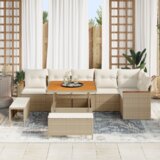 vidaXL 9-dijelni vrtni sofa set s jastučićima bež poli ratan akacija | shoptok.hr
