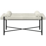  Klupa s gumbima i jastučićima Krem 110 x 40 x 46 cm Baršun | shoptok.hr