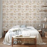  Tapeta - Beige flowers and butterflies on white background 49x1000 | shoptok.hr