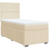 vidaXL Box spring postelja z vzmetnico krem 90x200 cm blago | Shoptok.si