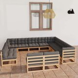  Sedežna garnitura 12-delna z blazinami trdna borovina | Shoptok.si
