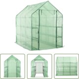  The Living Store Rastlinjak z vhodom in 12 policami jeklo 143x214x196 cm - Rastlinjak, (21745027) Cene