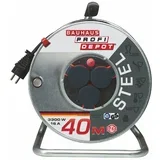kabelski boben profi (40 m, H05VV-3G 1,5, IP44, kovinski boben)