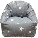Детски Пуф Кресло Little Stars, 100% Памук, Сив Барбарон Със Звезди, 55x44x55 см