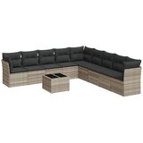 Maison Chic Seti vrtnega pohištva - Vrtna garnitura - Vrtni pohištvo set 10-delna z blazinami sv. siv poli ratan, (21815540) | Shoptok.si