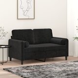 vidaXL Kavč dvosed z okrasnimi blazinami črn 120 cm žamet Cene