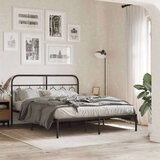 Metalni okvir za krevet s uzglavljem crni 135x190 cm | shoptok.hr