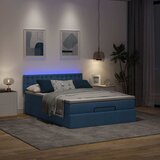 vidaXL Otomanski posteljni okvir z vzmetnico moder 140x200 cm blago | Shoptok.si