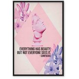  Slika - Beauty in the Eyes - Inspirational Quote with Pink Bust and Flowers 40x60 U crnom drvenom okviru | shoptok.hr