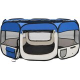 vidaXL Zložljiva pasja ograjica s torbo modra 145x145x61 cm, (20799177) | Shoptok.si