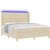 Krevet s opruga kutije s LED trakama Krema 180 x 200 cm tkanina | Eponuda.com