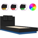 Maison Chic Posteljni okvir - Enojna postelja - Postelja za odrasle z vzglavjem in LED lučkami črna 100x200 cm, (21696116) Cene