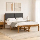  Krevetni okvir s tapiciranim uzglavljem Prirodna i tamnosiva - Prirodna i tamnosiva 150 x 200 cm | shoptok.hr