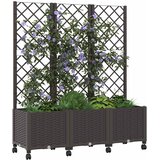  Vrtni saksija s rešetkom i kotačima Smeđa 120 x 40 x 146 cm PP | shoptok.hr