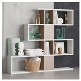 Hanah home Karlin - White, Walnut knjižna omara, (21268139) | Shoptok.si