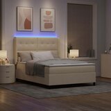  LED Box Spring Krevet s uzglavljem Krema 140 x 190 cm tkanina | Shoptok.si