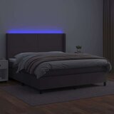 vidaXL Krevet box spring s madracem LED sivi 180x200cm od umjetne kože | shoptok.hr