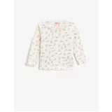 Koton Floral Pattern Long Sleeved T-Shirt with Ruffle Collar Cotton
