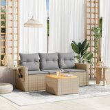 Maison Chic Seti vrtnega pohištva - Vrtna garnitura - Vrtni pohištvo set 4-delna z blazinami bež poli ratan, (21811460) | Shoptok.si