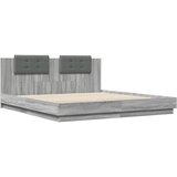  The Living Store Posteljni okvir z vzglavjem siva sonoma 200x200 cm inž. les - Posteljni Okvir, (21502700) | Shoptok.si