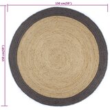  Ručno rađeni tepih od jute s tamnosivim rubom 150 cm | Eponuda.com