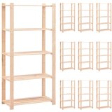 vidaXL stalci za pohranu 5 razina 10 kom 80x38x170 cm borovina 250 kg Cijene