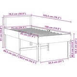 vidaXL Okvir kreveta bez madraca bijeli 75 x 190 cm masivna borovina | shoptok.hr