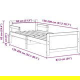  Raztezno posteljno okvir za otroke Rjava 80 x 130 / 165 / 200 cm | Shoptok.si