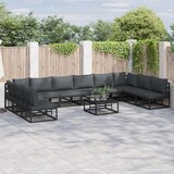 vidaXL Vrtna sedežna garnitura 10 pcs Črna 423 x 211.5 x 71 cm | Shoptok.si