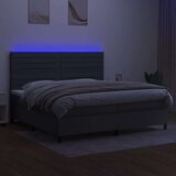  Box spring postelja z vzmetnico LED temno siva 200x200 cm blago, (20932076) | Shoptok.si