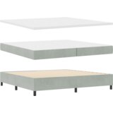 Krevet s podlogom i madracem svjetlosive boje 200x200 cm od baršuna | shoptok.hr