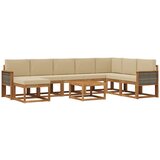 vidaXL Zunanja garnitura za sedenje z blazino 9 pcs Naravna in bež, (5000282363) | Shoptok.si