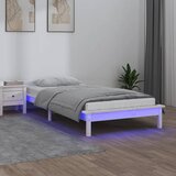  LED okvir kreveta bijeli 75x190 cm za jednu osobu masivno drvo | shoptok.hr