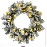  Božićni vijenac Zelena i bijela Ø 50 cm PVC i PE 25 LED lampica | shoptok.hr