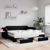 vidaXL Izvlečna dnevna postelja s predali črna 90x200 cm blago Cene