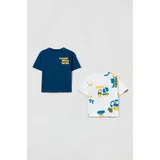 OVS Pamučna majica kratkih rukava za bebe 2-pack boja: bijela, s uzorkom