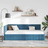 vidaXL Kutni okvir kreveta s uzglavljem Plava 100 x 200 cm Baršun | shoptok.hr