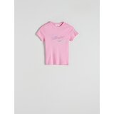 Reserved - Majica kratkih rukava s motivom isprana izgleda - ružičasta | shoptok.hr