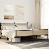 Maison Chic Kovinski Posteljni okvir - Dvoposteljna postelja - Zakonska postelja brez vzmetnice sonoma hrast 200x200 cm, (21694497) | Shoptok.si